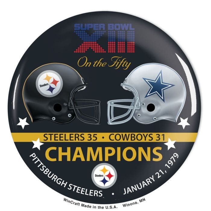 Pittsburgh Steelers Super Bowl XIII Champions Button