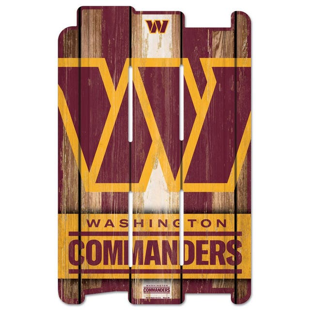 Washington Commanders Wood Fence Plank Sign 11x17"