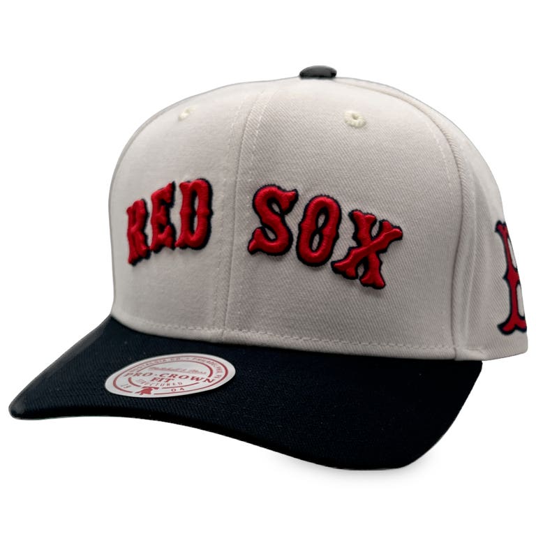 Boston Red Sox Retro Stone/Black Mitchell and Ness Pro Crown Snapback Hat