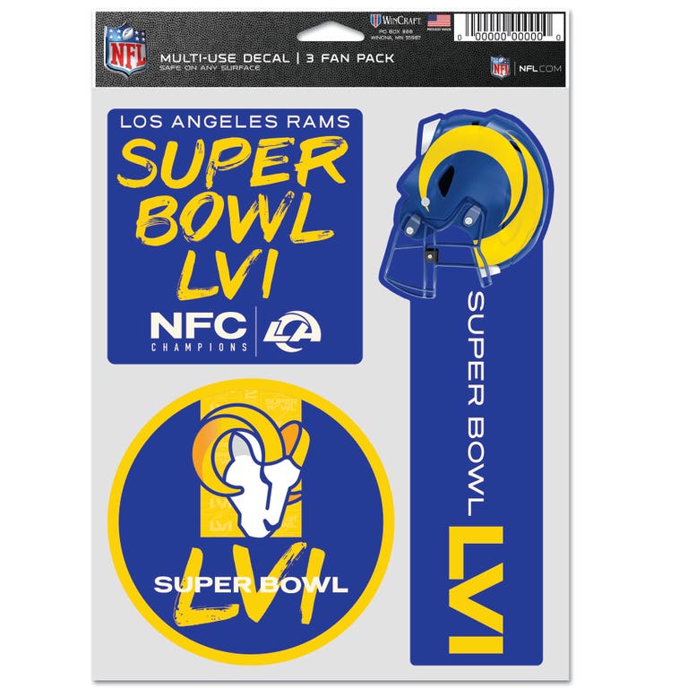 Los Angeles Rams Super Bowl LVI Fan Decals 3 Pack