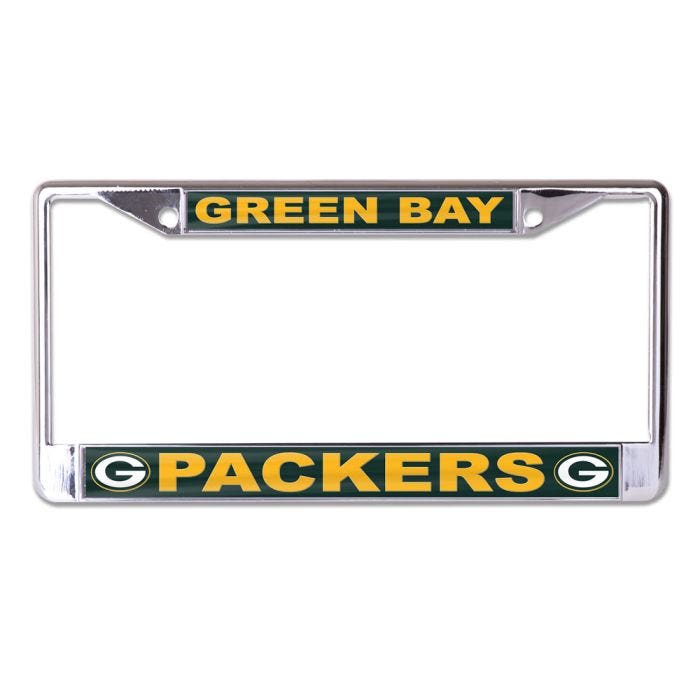 Green Bay Packers Chrome License Plate Frame with Acrylic Inserts