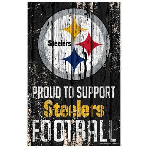 Pittsburgh Steelers Proud to Support Wooden Sign 11x17"