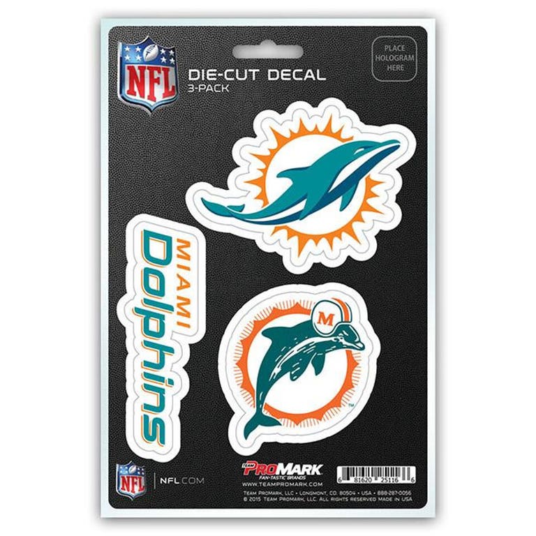 Miami Dolphins Die Cut Decals 3pk