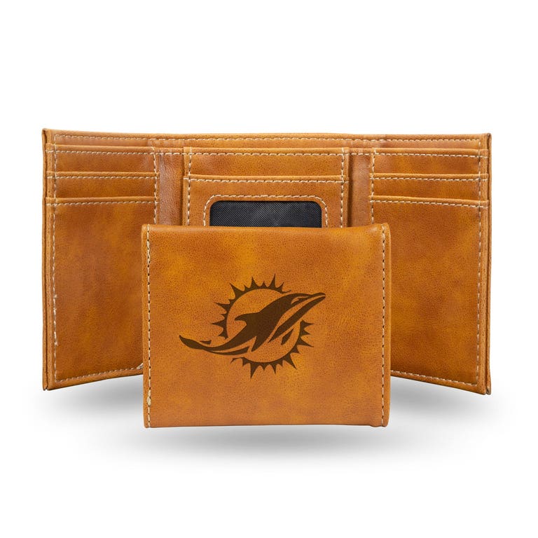 Miami Dolphins Laser Engraved Trifold Leather Wallet