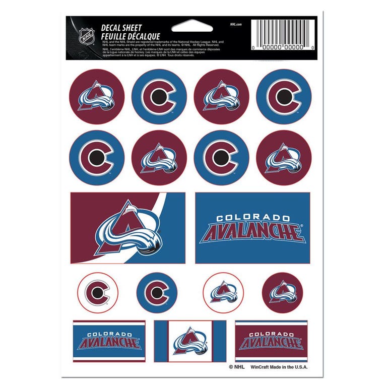 Colorado Avalanche Vinyl Decal Sheet 5x7"
