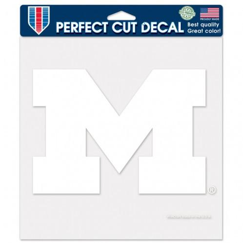 Michigan Wolverines White Perfect Cut Decal 8x8"