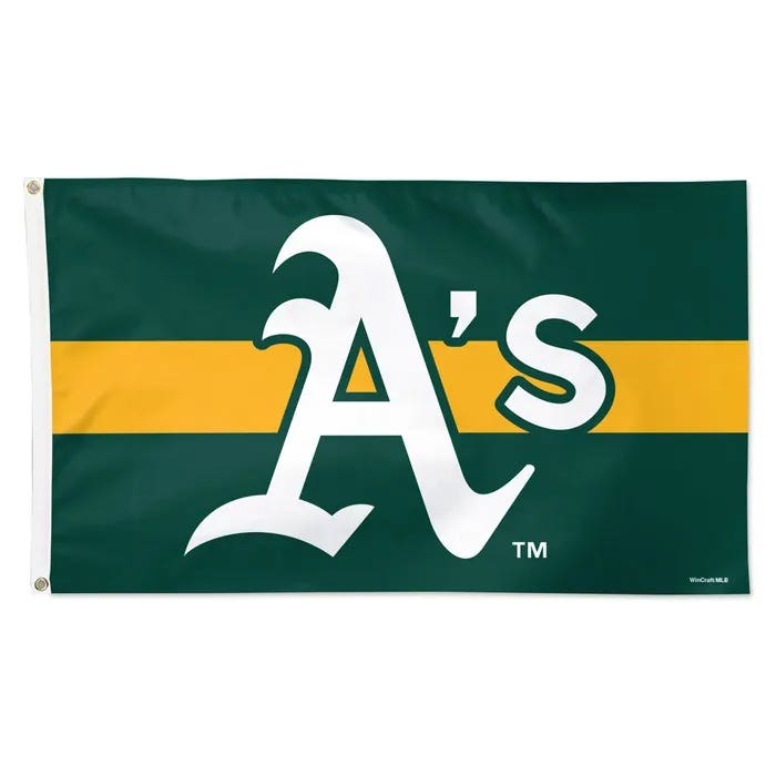 Oakland Athletics Deluxe Horizontal Stripe Flag 3x5'