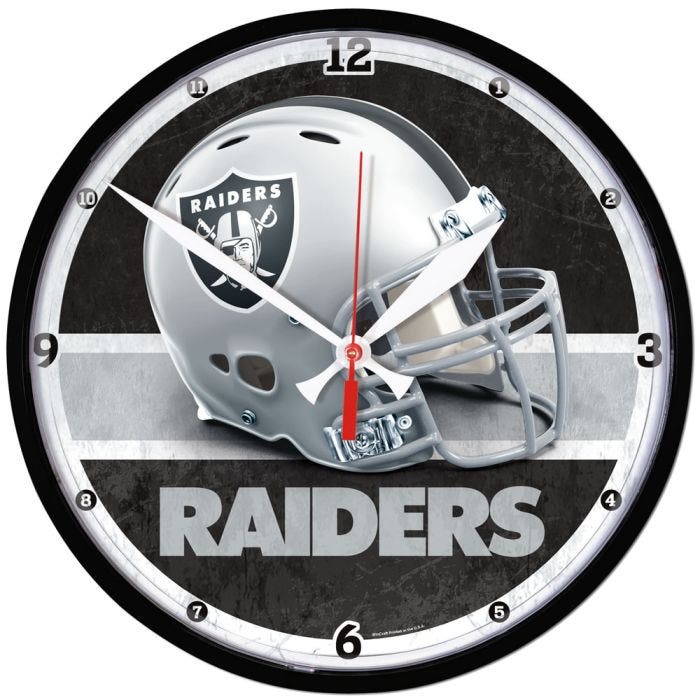 Las Vegas Raiders Round Chrome Helmet Wall Clock