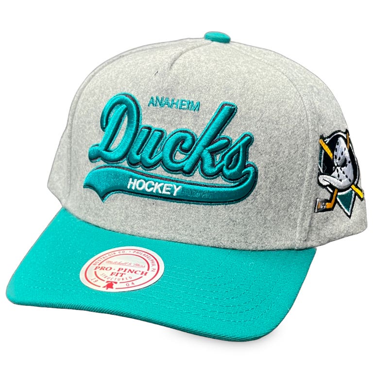 Anaheim Ducks Grey/Teal  Tailsweep Mitchell and Ness Pro Crown Snapback Hat