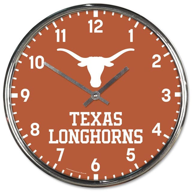 Texas Longhorns Round Chrome Wall Clock