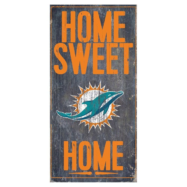 Miami Dolphins Wood Home Sweet Home Sign 6x12"