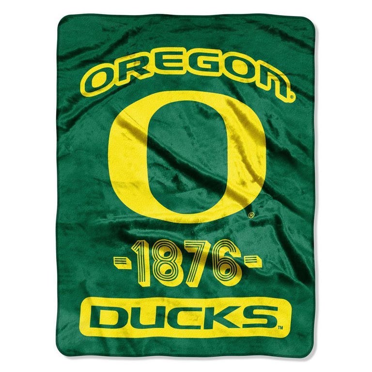Oregon Ducks Blanket 46x60 Raschel Varsity Design Rolled