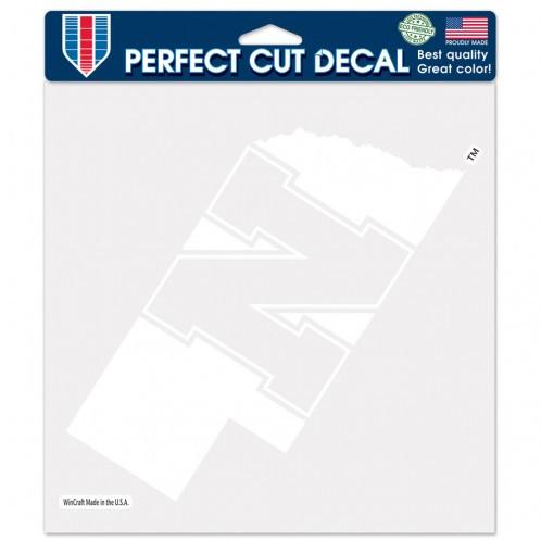 Nebraska Huskers White Perfect Cut Decal 8x8"