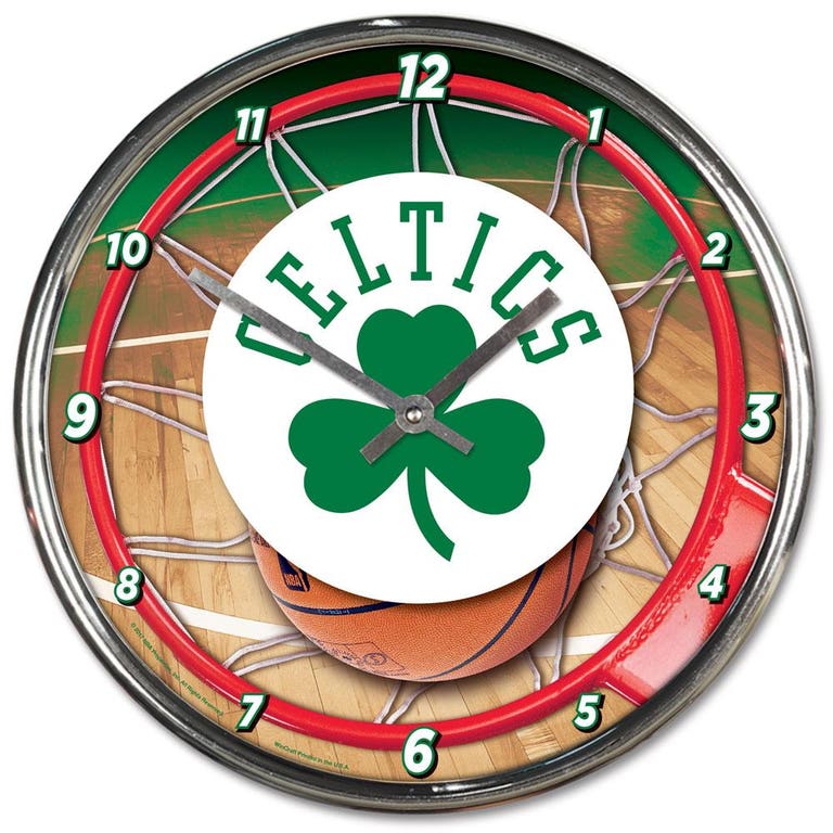 Boston Celtics Round Chrome Wall Clock