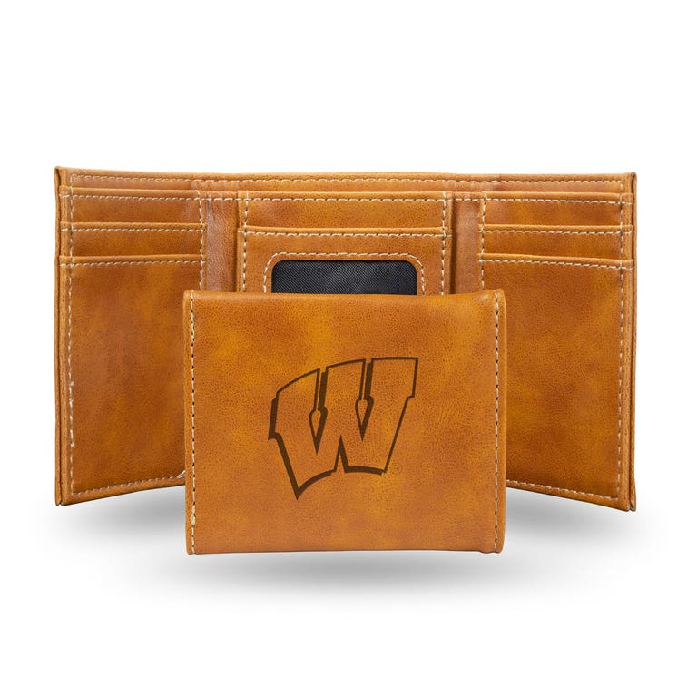 Wisconsin Badgers Laser Engraved Trifold Leather Wallet
