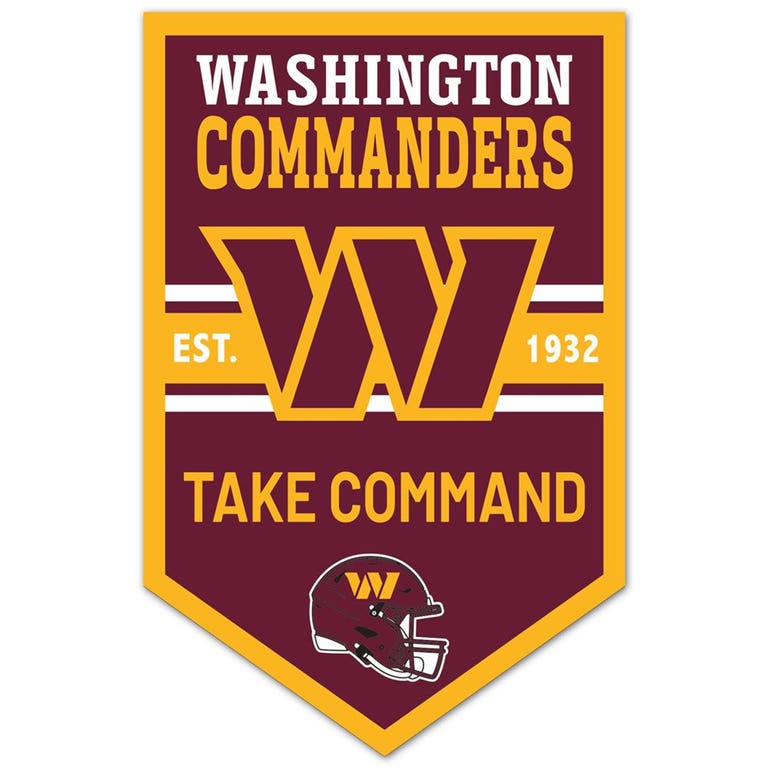 Washington Commanders Chevron Wood Banner Sign 11x17"