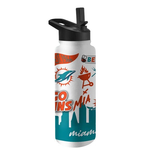 Miami Dolphins Native Quencher Stainless Steel Bottle 34oz