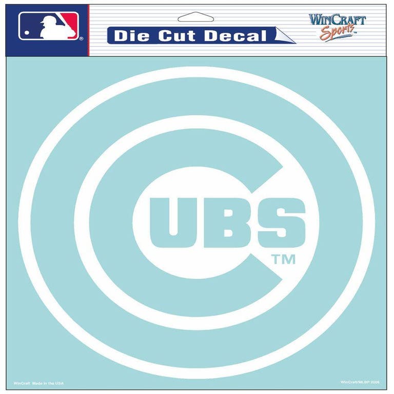 Chicago Cubs White Perfect Cut Decal 8x8"