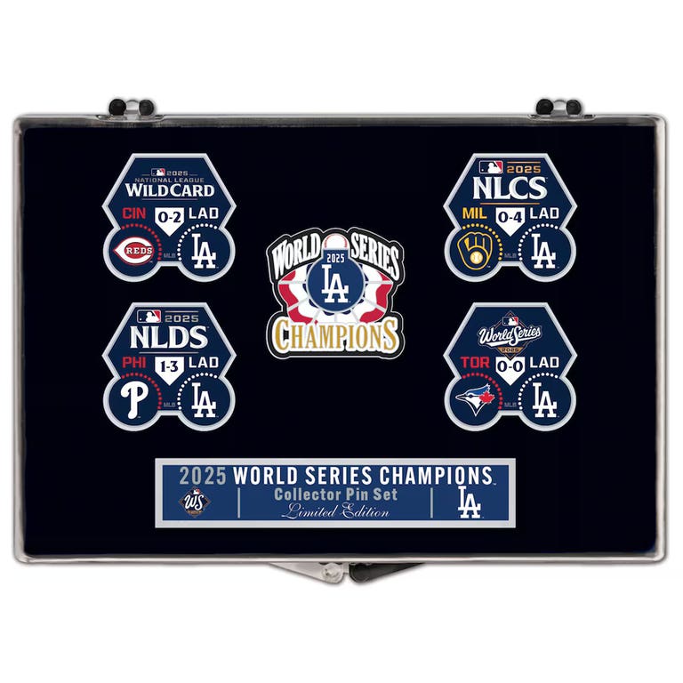 Los Angeles Dodgers 2025 World Series Champions 5 Piece Trading Pin Set