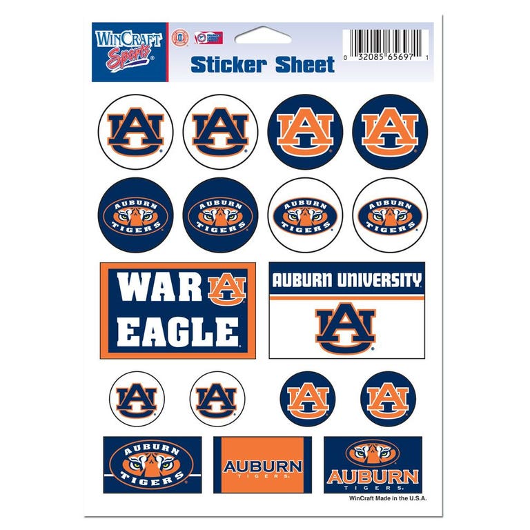 Auburn Tigers Vinyl Decal Sheet 5x7"