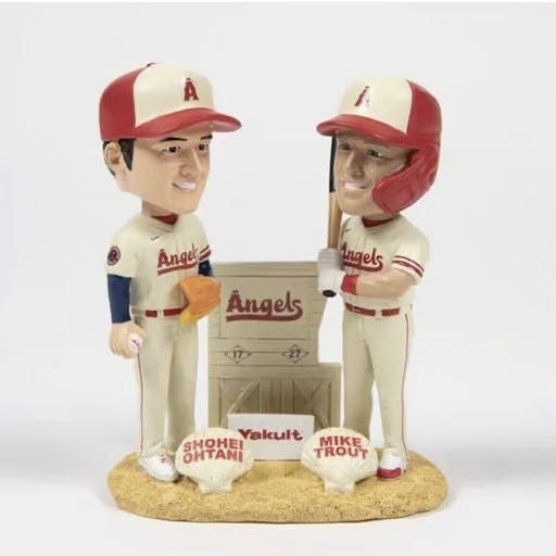 Los Angeles Angels Shohei Ohtani and Mike Trout 2023 City Connect Bobblehead