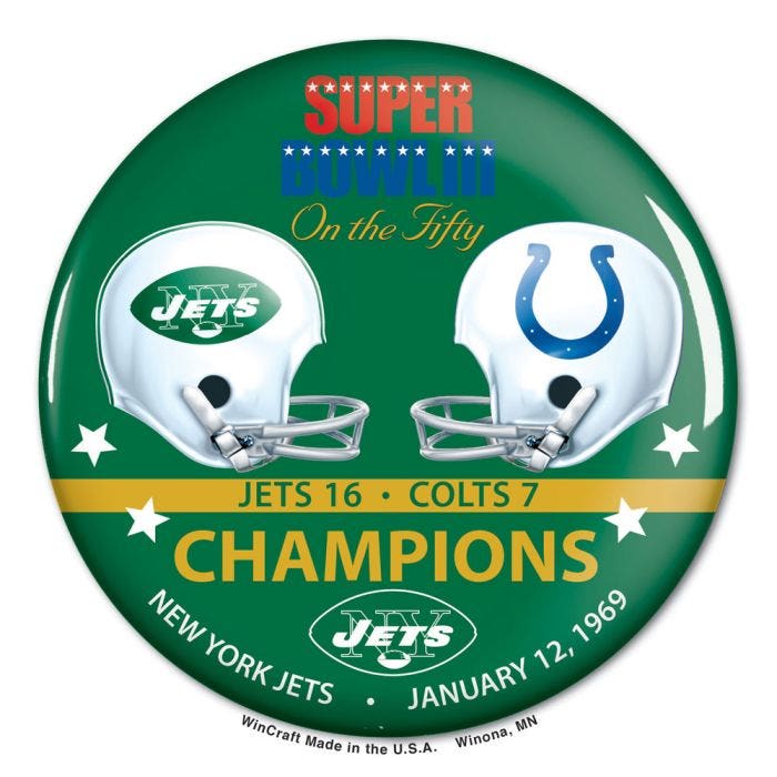 New York Jets Super Bowl III Champions Button