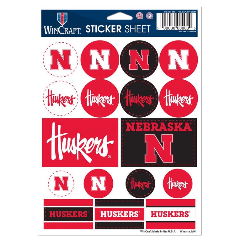 Nebraska Cornhuskers Vinyl Decal Sheet 5x7"