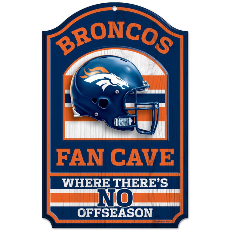 Denver Broncos Wood Fan Cave Sign 11x17"