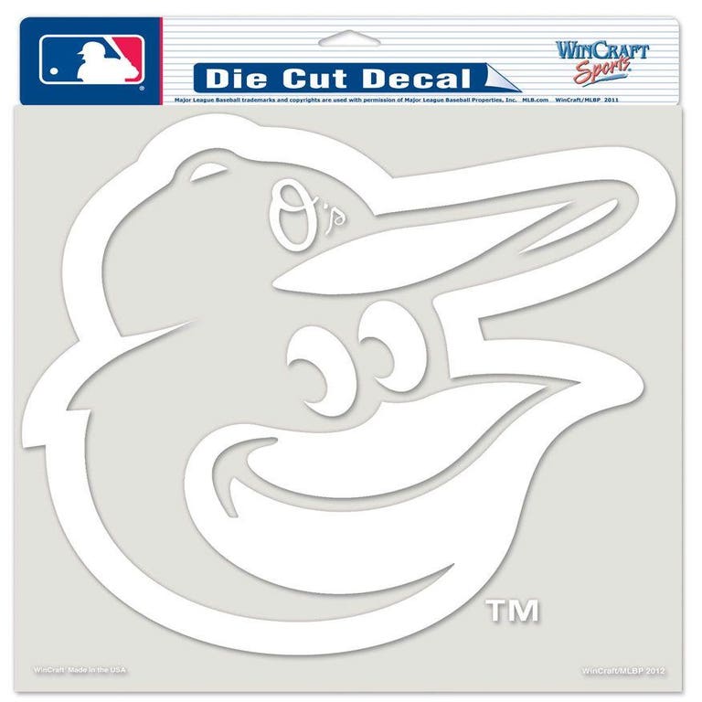 Baltimore Orioles White Perfect Cut Decal 8x8"