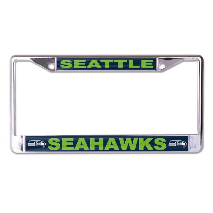 Seattle Seahawks Chrome License Plate Frame with Acrylic Inserts
