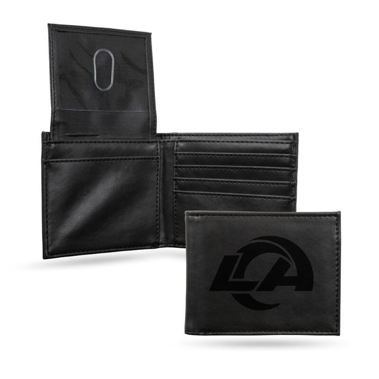 Los Angeles Rams Black Laser Engraved Leather Wallet