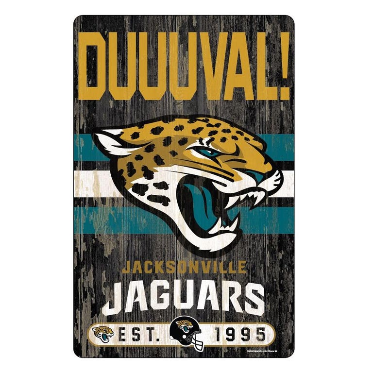Jacksonville Jaguars Wood Slogan Sign 11x17"