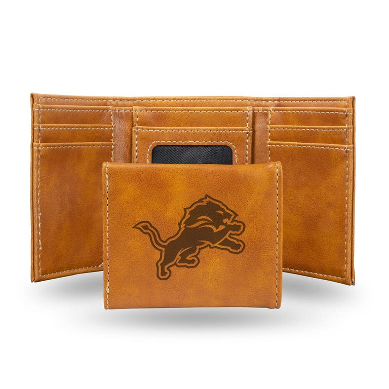 Detroit Lions Laser Engraved Trifold Leather Wallet