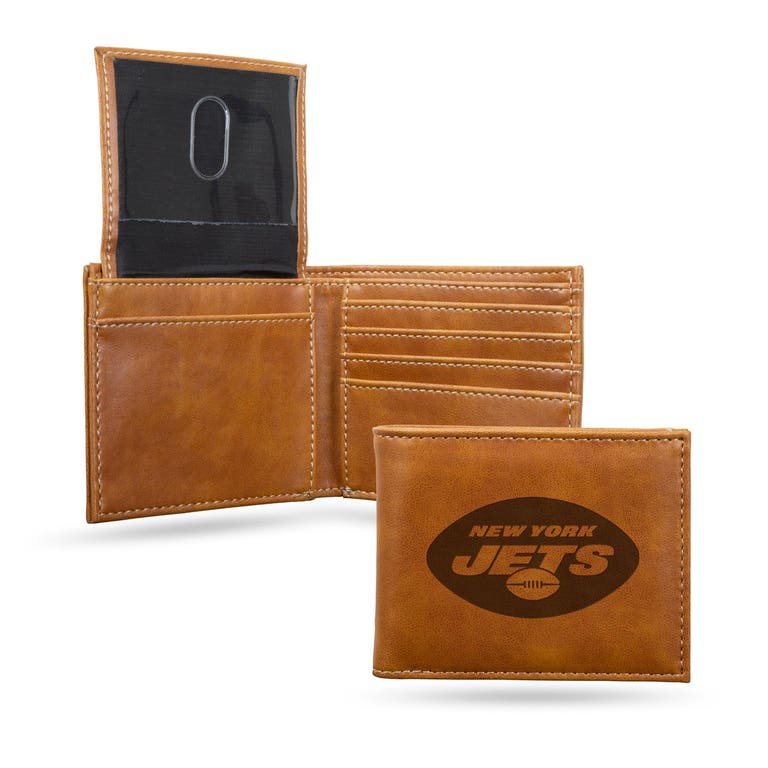 New York Jets Laser Engraved Billfold Leather Wallet