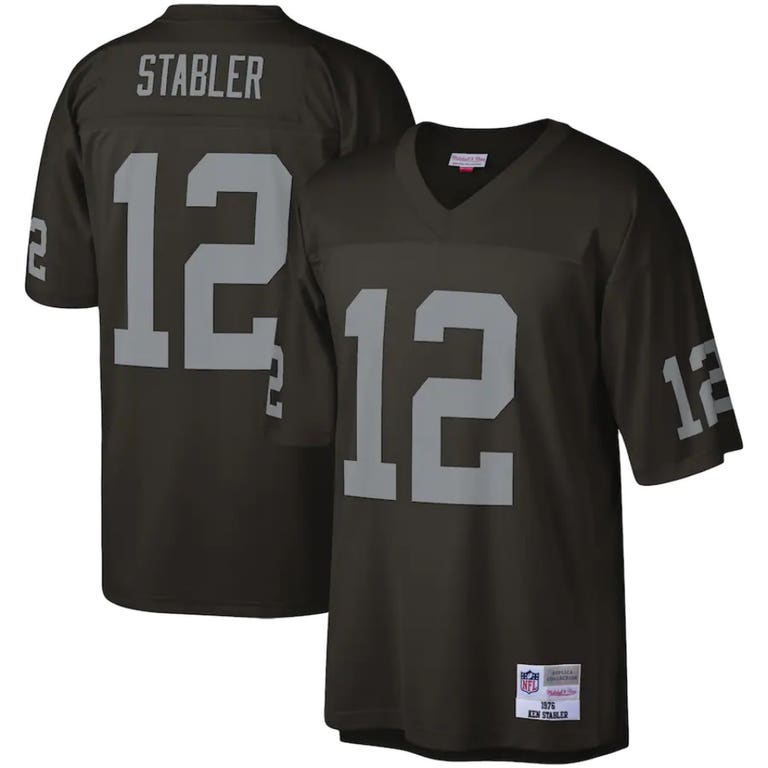 Oakland Raiders Kenny Stabler #12 Black Mitchell and Ness Jersey