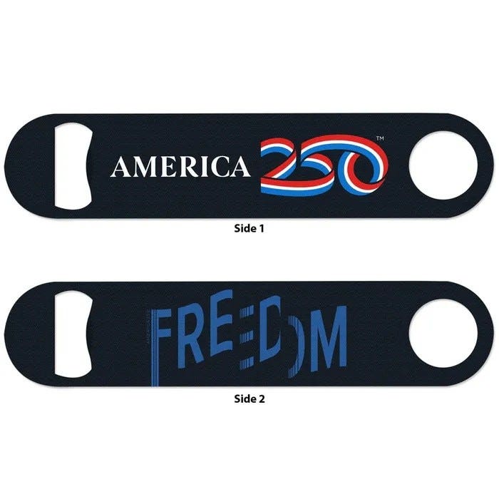 USA 250th Anniverary 2-Sided Metal Bottle Opener