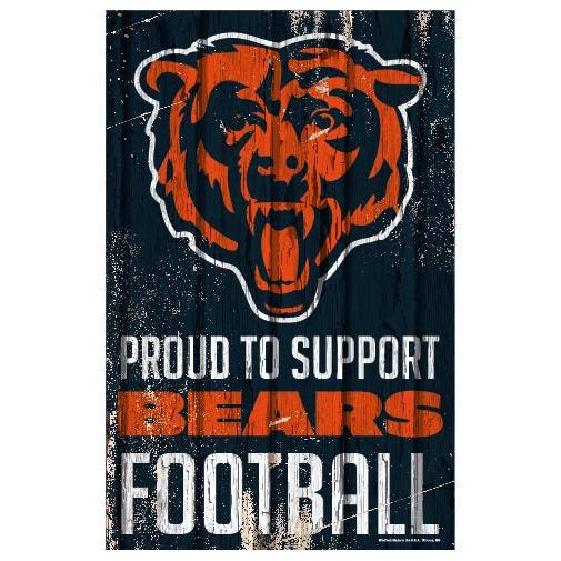 Chicago Bears Proud to Support Wooden Sign 11x17"