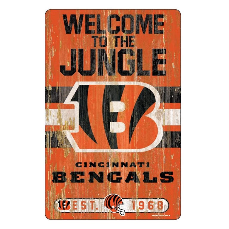 Cincinnati Bengals Wood Slogan Sign 11x17"