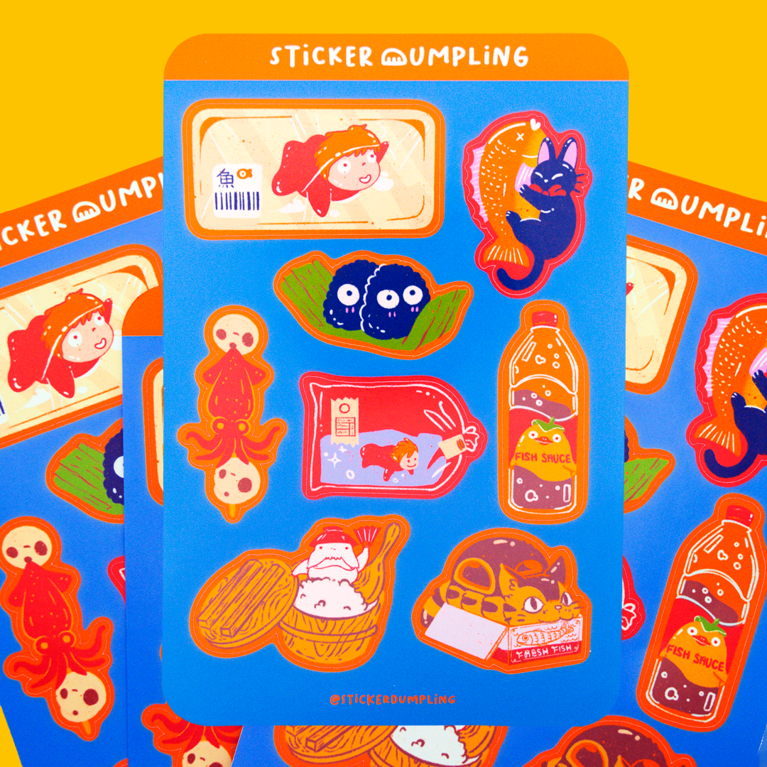 Ghibli Fish Market Sticker Sheet