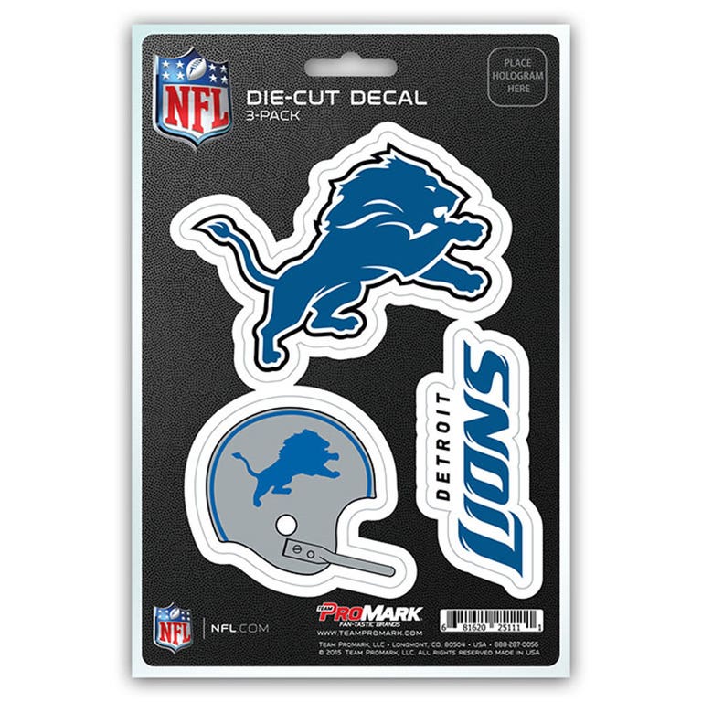 Detroit Lions Mini Decals 3 Pack