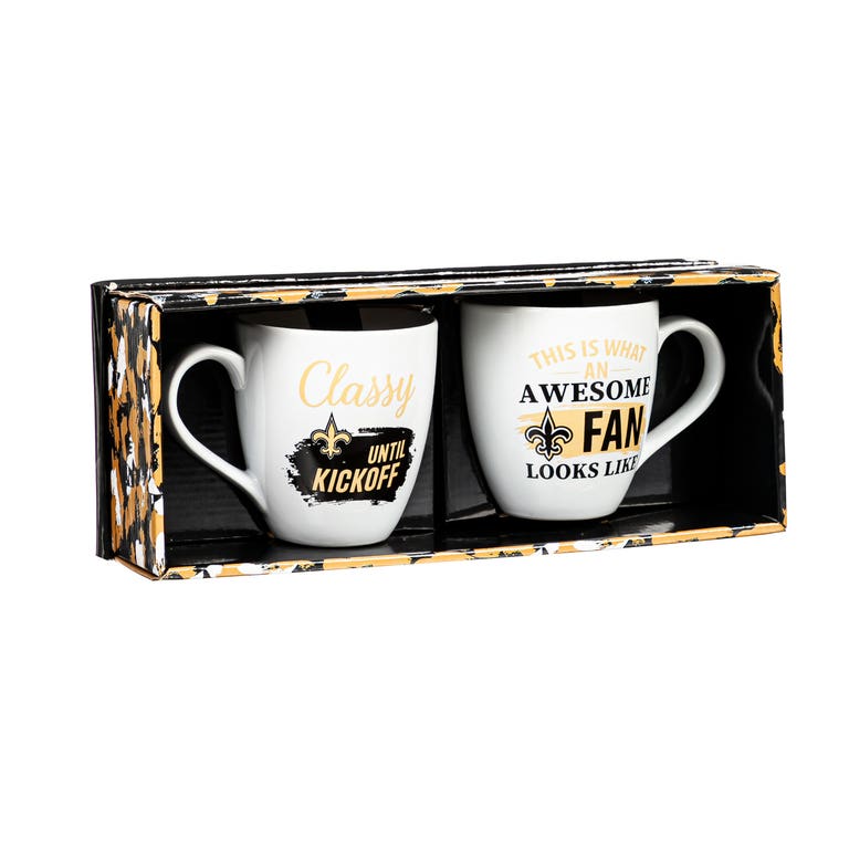New Orleans Saints Ceramic Coffee Mug Set with Box 17oz Each