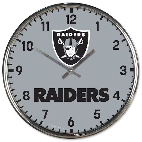 Las Vegas Raiders Round Chrome Wall Clock