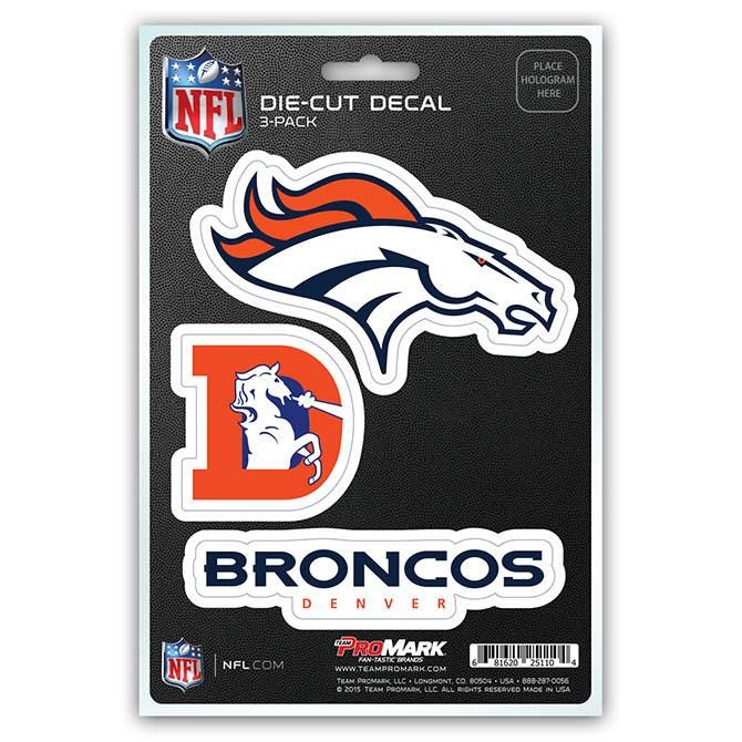 Denver Broncos Die Cut Team Decals 3pk