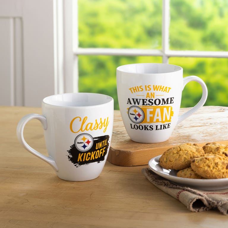 Pittsburgh Steelers Ceramic Coffee Mug Set with Box 17oz Each
