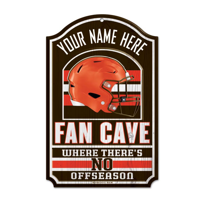 Cleveland Browns Wood Fan Cave Sign 11x17"