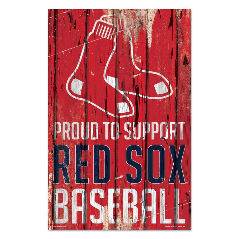 Boston Red Sox Proud to Support Wooden Sign 11x17"