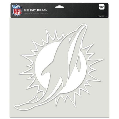 Miami Dolphins White Perfect Cut Decal 8x8"