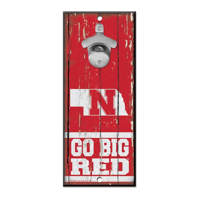 Nebraska Huskers Wood Bottle Opener 5x11"