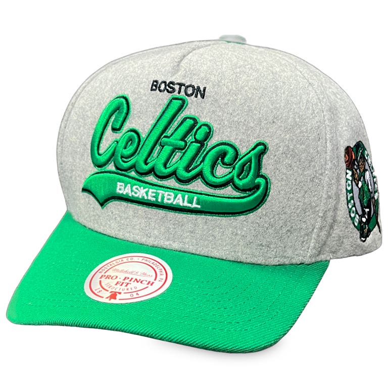 Boston Celtics Grey/Green Pro Crown Mitchell and Ness Tailsweep Snapback Hat