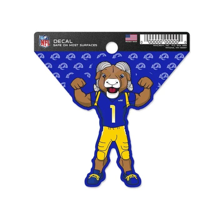 Los Angeles Rams Mascot Clean Cut Decal 3x4"
